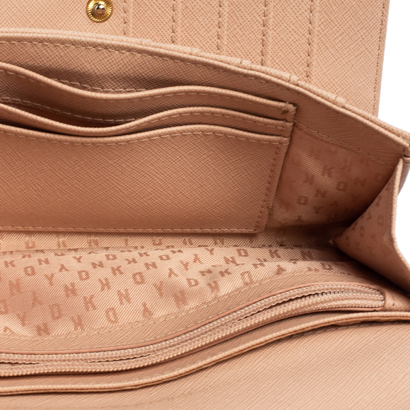 DKNY Pink Saffiano Leather Envelope Flap Wallet - Picture 7 of 9